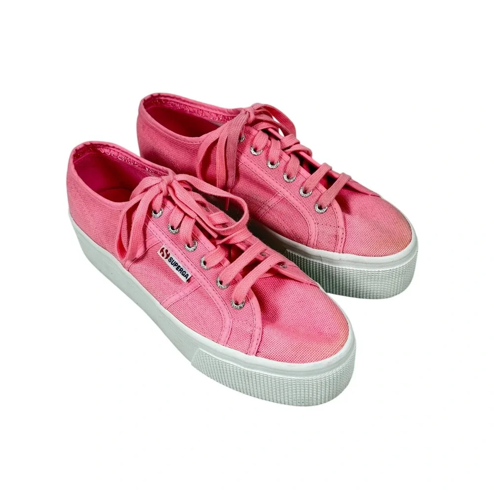Superga Pink Canvas Platform Sneakers Women's Size 39.5 9.5